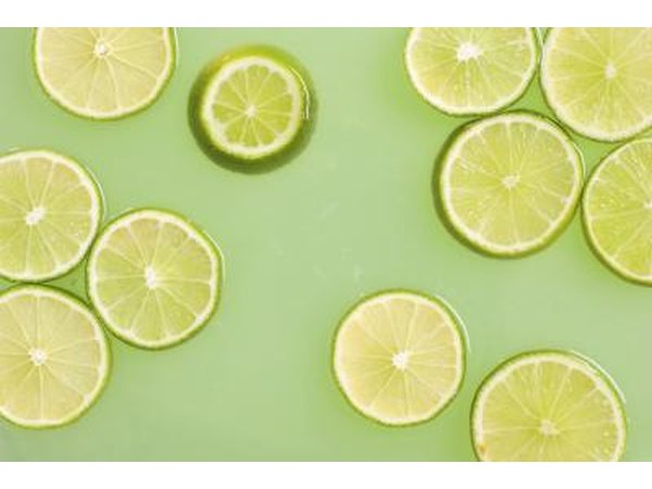 Sliced limes in lime juice