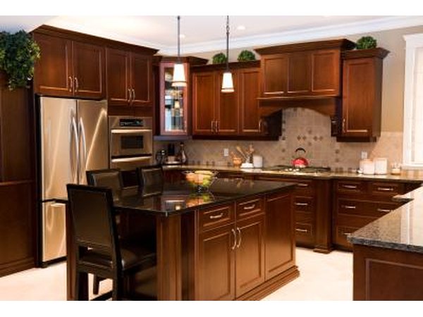 Kitchen area with island
