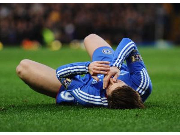 Soccer player with mouth injury