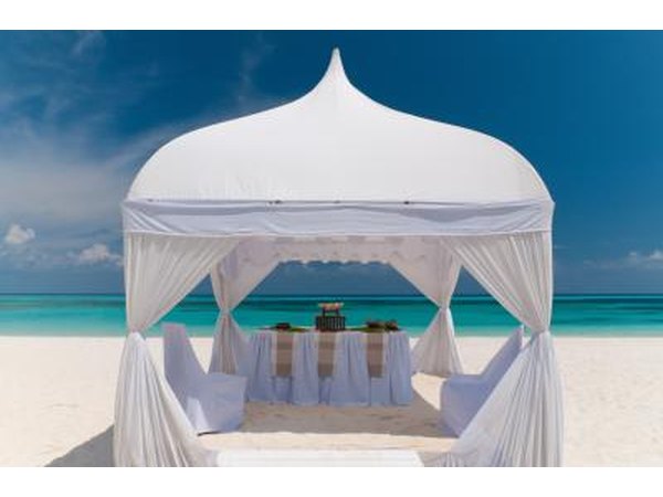 Wedding pavilion on beach in Bahamas