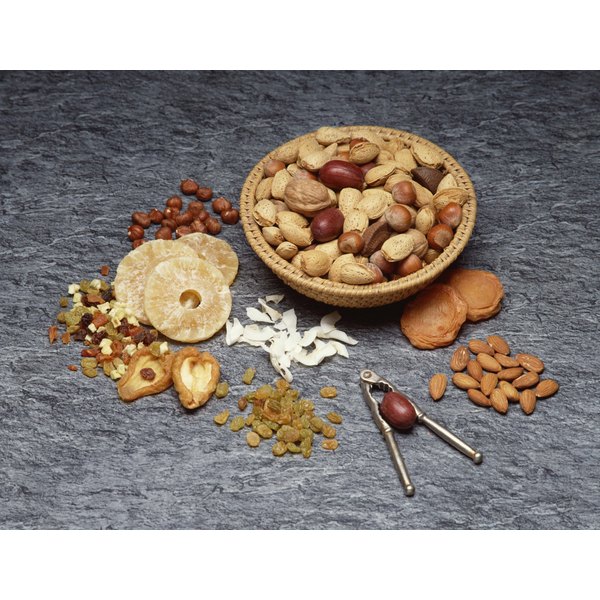 Jupiterimages/Comstock/Getty Images Mixed nuts and dried fruit