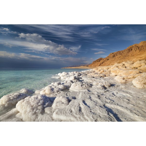 NickolayV/iStock/Getty Images View of Dead Sea coastline at sunset time