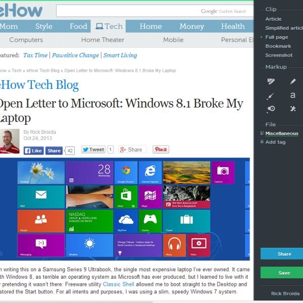 Evernote Computer screen showing browser and saving bonds