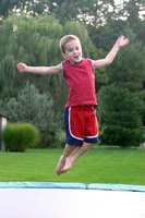 Jumping, a basic trampoline trick.