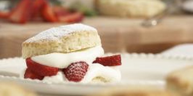 Jupiterimages/Photos.com/Getty Images In some regions, scones are the traditional base for strawberry shortcake.