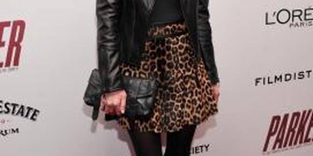 Stephen Lovekin/Getty Images Entertainment/Getty Images Nicky Hilton rocks tights and a leather jacket with a cheetah-print skirt.