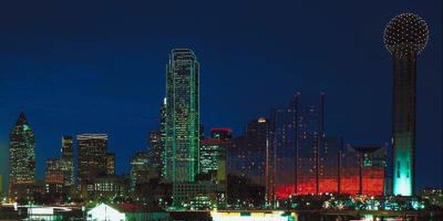 Jupiterimages/Photos.com/Getty Images The Dallas skyline is a sight to see at night.