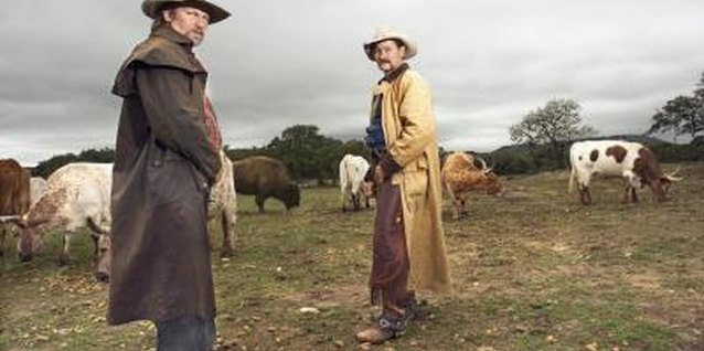 Thinkstock/Comstock/Getty Images Oilskin coats may be worn by ranchers and other outdoorsmen.