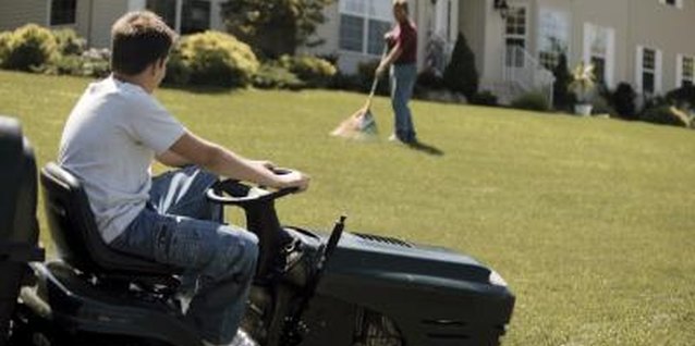 Comstock/Comstock/Getty Images Two levers on a zero-turn mower control both steering and acceleration.