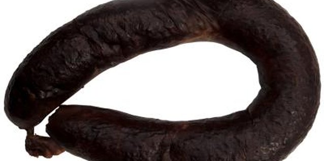Stockbyte/Stockbyte/Getty Images Black pudding comes in sausage form.