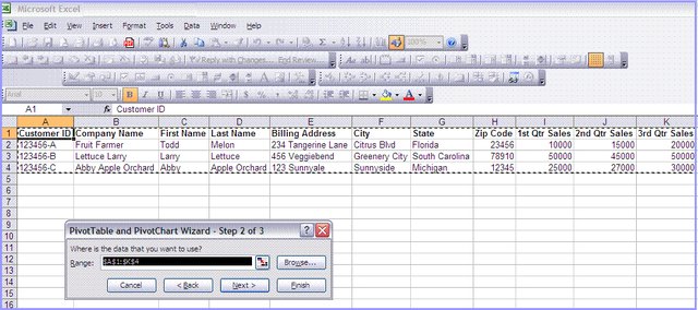 The default data range