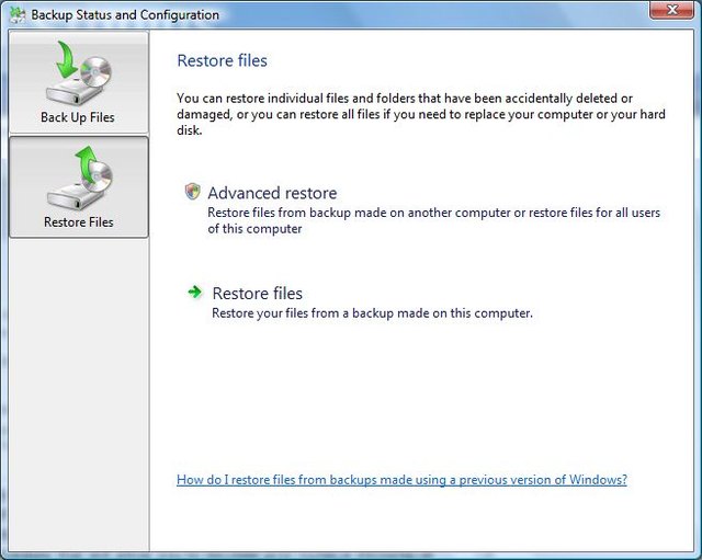Restore backup files. Restore backup files.