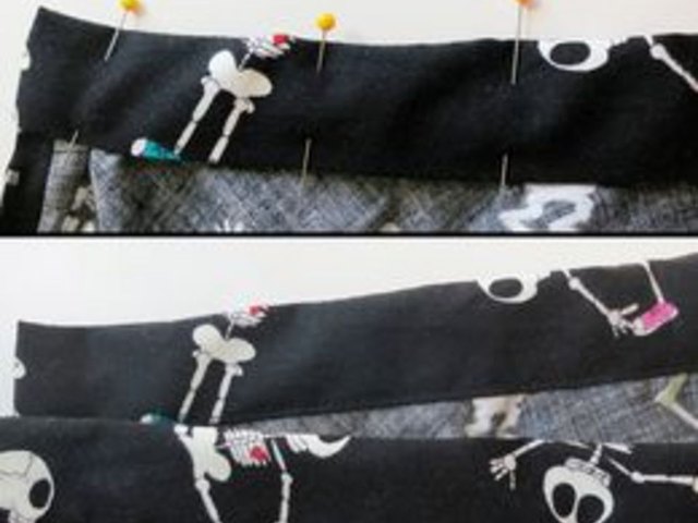 Pinned and sewn waistband.