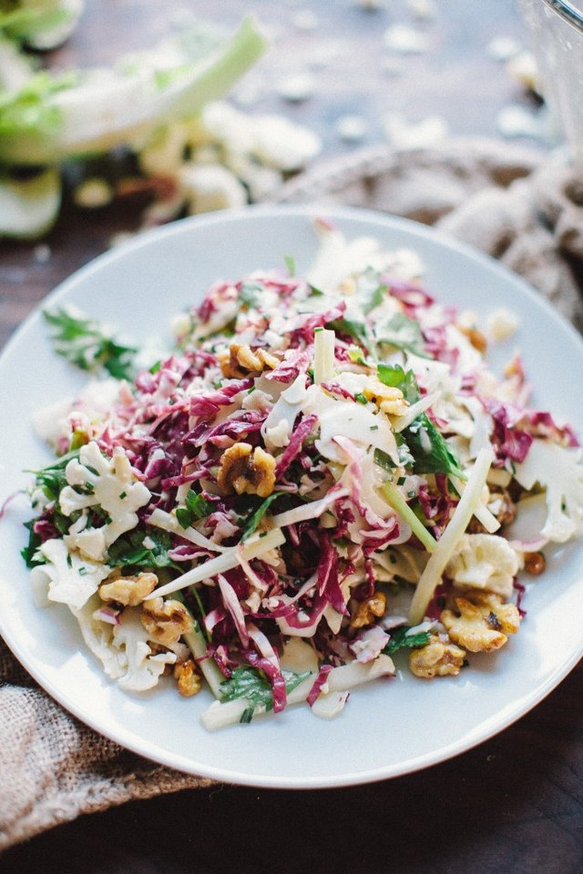 A flavorful and vibrant shaved cauliflower salad