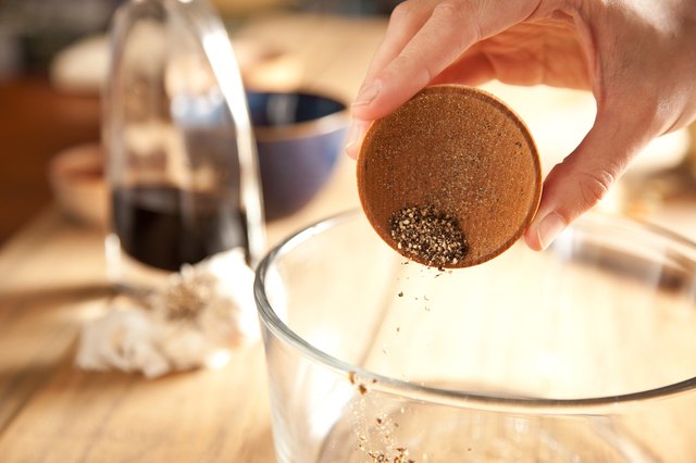 Salt and Pepper added to mixing bowl.