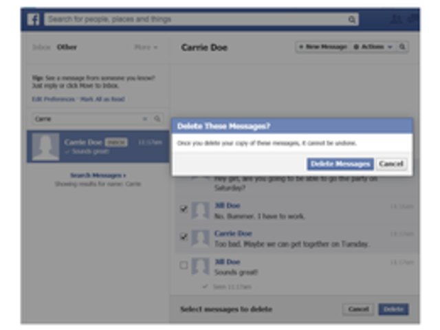 how to delete unread sent messages on facebook