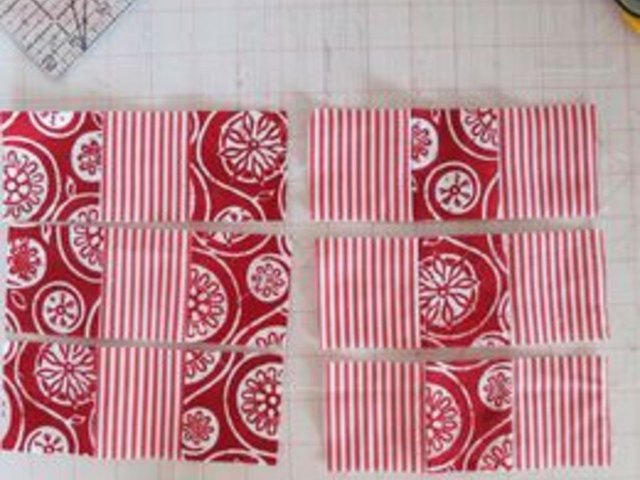 Cut strips for Nine Patch Blocks.