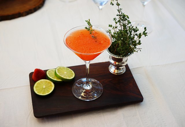 Strawberry-Infused Thyme Margarita