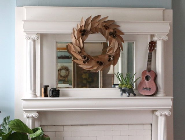 Make use of old grocery bags to create this fall-inspired wreath.