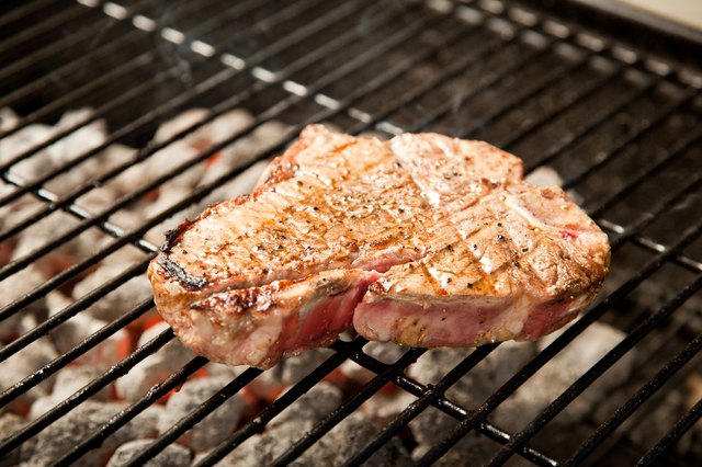 T-Bone steak on the grill.
