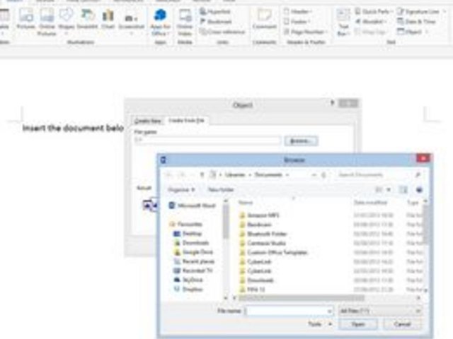 You can insert files in all recent versions of Word. You can insert files in all recent versions of Word.