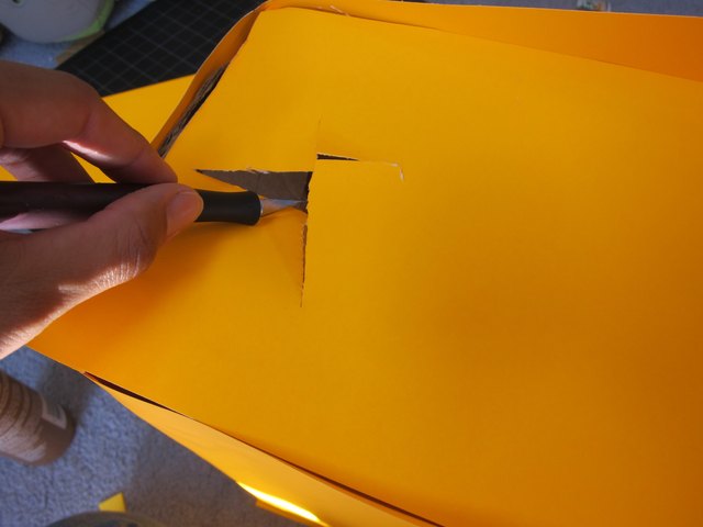 Cut out holes.