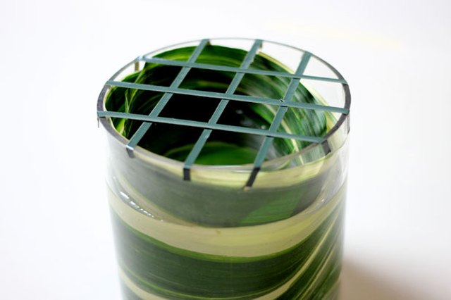 A tape grid to keep flowers in place