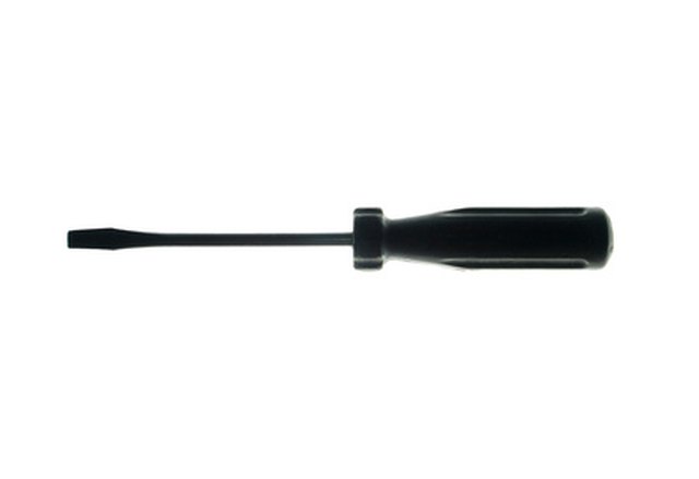 A thin flat-head screwdriver can help remove an ink tag.