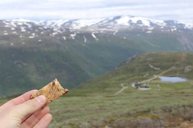 Energy bar with a mountain view