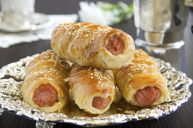 Hot dogs in biscuit dough.