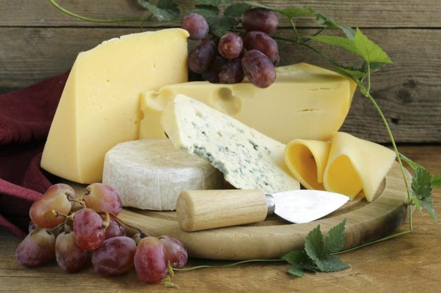 An assortment of cheeses.