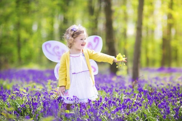 Young girl in field of flowers dressed up as a fairy. Young girl in field of flowers dressed up as a fairy.