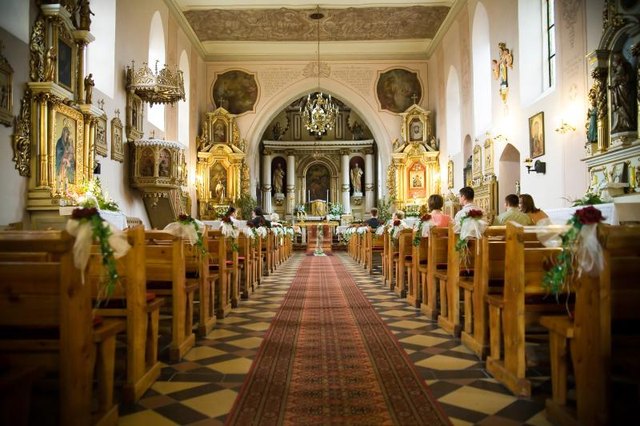 People inside a Christian church.