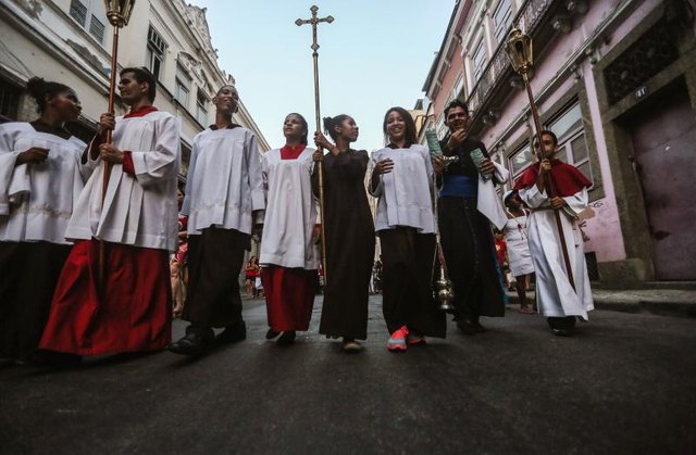 Christians are marching in the street.