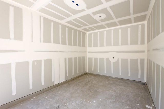 A room with drywall ready for priming.