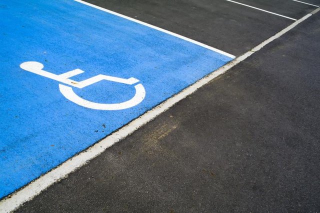 A handicapped parking space.