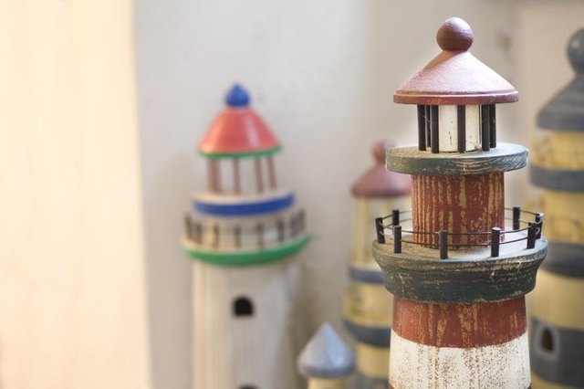 Wooden miniature lighthouses.