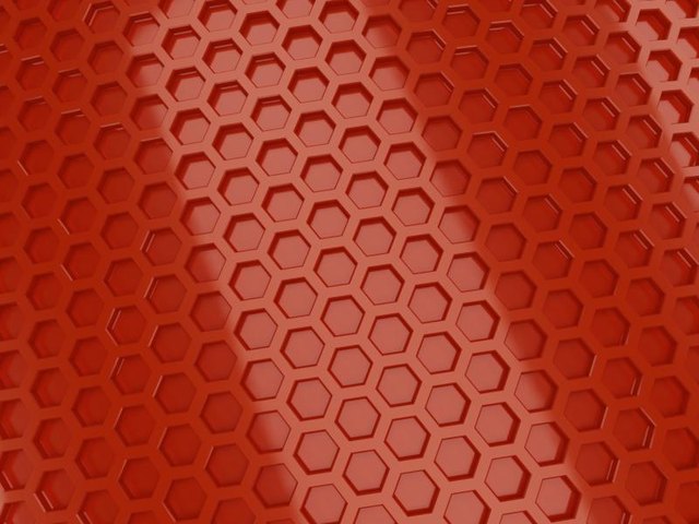 Red metallic hexagon wall