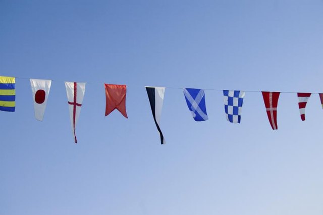 Banner of hanging nautical flags.