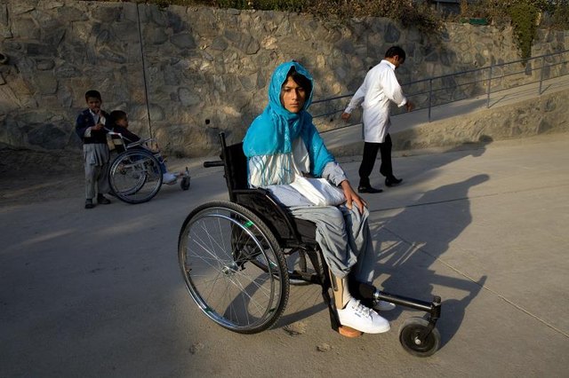 Woman in wheelchair in Afghanistan