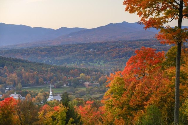 Stowe, Vermont in the autumn.