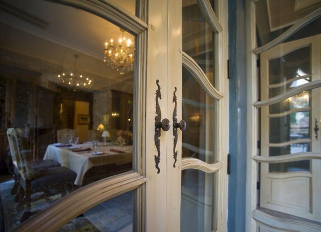 French doors leading into a dining room.