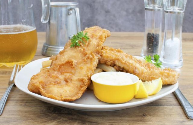 Plate of fried haddock
