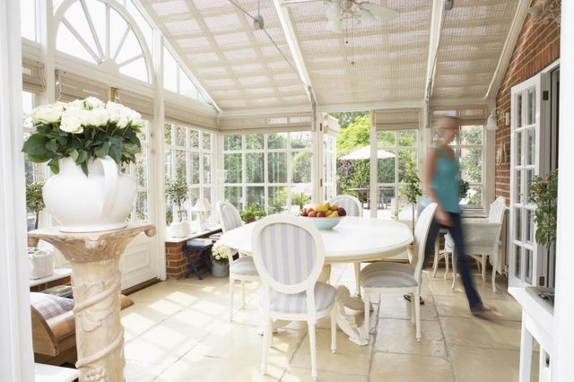 Formal dining table in sunroom