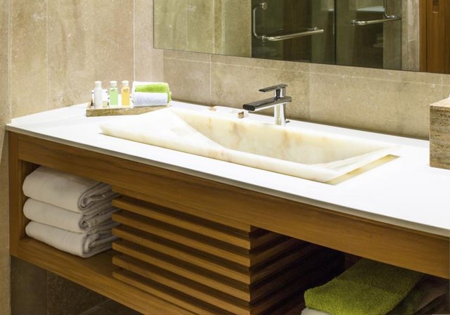 A bathroom vanity that looks like furniture. A bathroom vanity that looks like furniture.