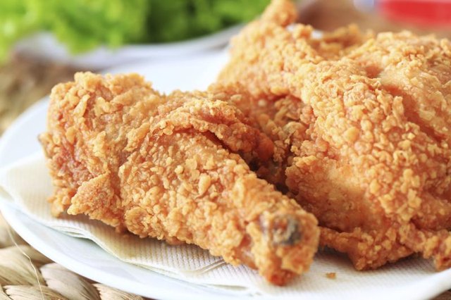 Fried chicken on a plate.