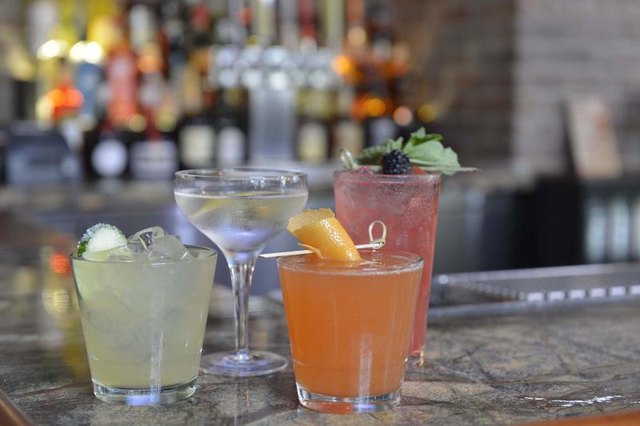Cocktails on bar counter Cocktails on bar counter