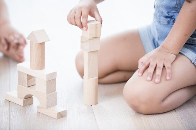 Preschooler playing blocks Preschooler playing blocks