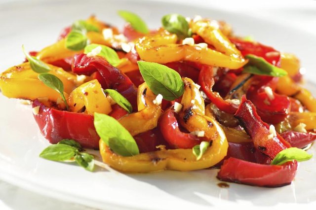 Cooked peppers on a plate.