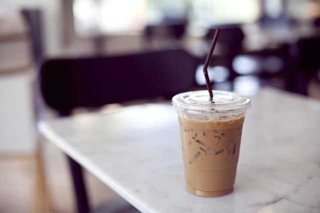 Iced coffee on counter. Iced coffee on counter.